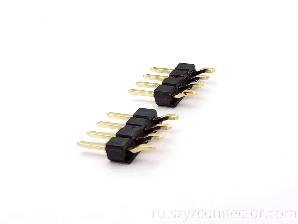 2.54mm Pitch Pin header Connector Single Row Right Angle SMT SQ0.64mm H2.5mm 1*4P